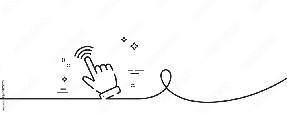 Poster hand cursor line icon. continuous one line with curl. click action sign. finger pointer symbol. curs