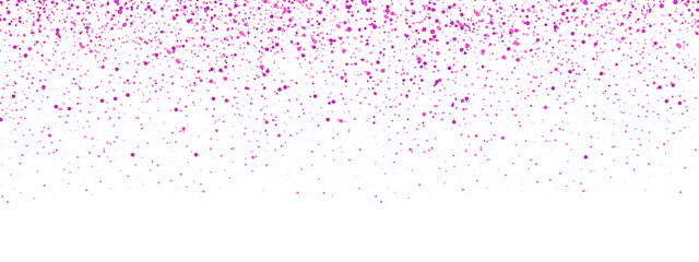 Pink glitter rain on transparent background. Pink glitter confetti. sparkle. Falling magic rose gold sparkly, Shiny fairy stardust, Vector illustration. - obrazy, fototapety, plakaty
