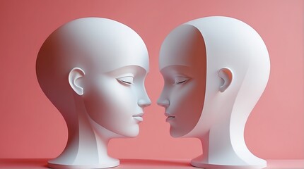 Layout in the form of two people looking at each other