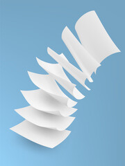 3D White Paper Sheets Flying On Blue Background © prah