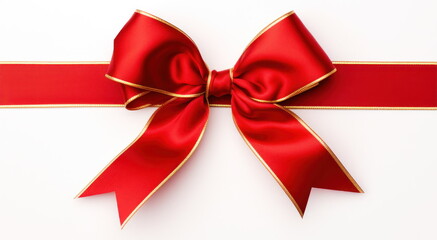 Fototapeta premium Red satin bow isolated on white background.