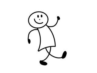 Vector illustration of a stickman running. Hand drawn stickman.