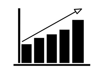 Dollar growth graph black icon, concept illustration, glyph symbol, vector flat sign.