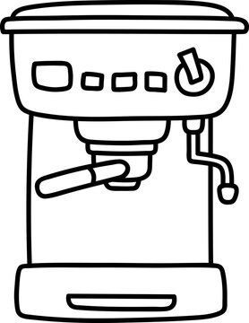 Outline Coffee Maker Matchine Illustration Hand Drawn