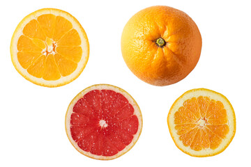 Orange isolated on white Background. Food background.