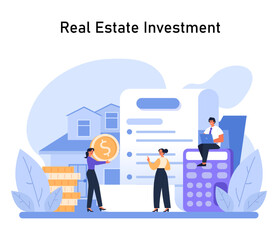 Property Finance concept. A strategic approach to real estate investment with focus on asset growth and revenue generation. Flat vector illustration