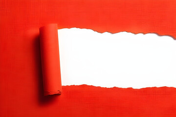 Torn red paper wallpaper.
Generative AI.
