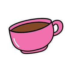 Tea element of colorful food set. A vibrant and pink design, complete with well-defined outlines, graces this tea and food-themed artwork. Vector illustration.