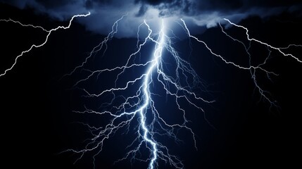 Lightning strike lighting up night sky. A powerful Lightning Bolt. Stmospheric electricity