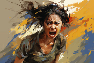 Painting representing strong negative emotions: Despair, Fury, Fear, Pain
