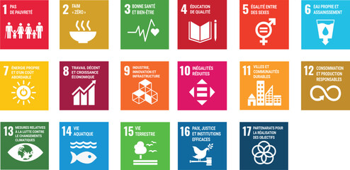 sustainable development goals logo French version illustration - obrazy, fototapety, plakaty