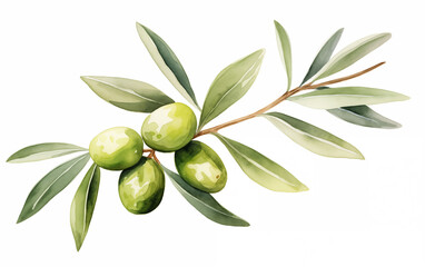 Watercolor painting of Olive clipart on a white background.
