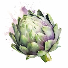 Fototapeta premium Handpainted watercolor poster with artichokes isolated on white background