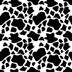cow seamless pattern black and white background