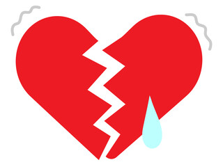 真っ二つに割れて震えながら泣くハート