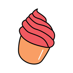 Sweet cake of colorful food set. This sweet cupcake illustration features a colorful design and clean outlines, making it an irresistible addition to any food-themed project. Vector illustration.