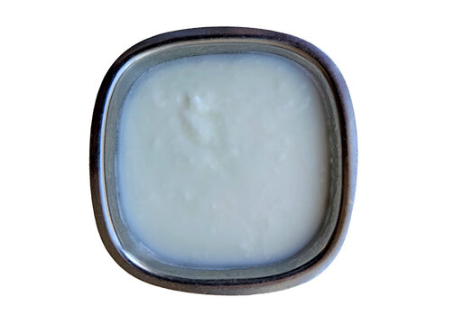 Yoghurt made from cow's milk, which is widely included in Turkish lunch and dinner menus, in a metal bowl.