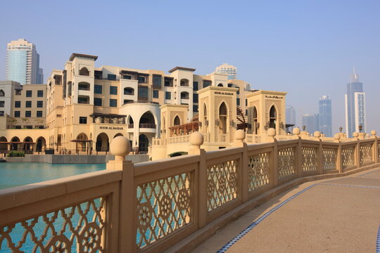 The Moorish style Souk Al Bahar, Downtown Burj Dubai, Dubai, United Arab Emirates, Middle East