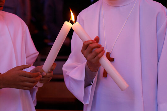 Profession of faith in St. Jacques church, Montrouge, France