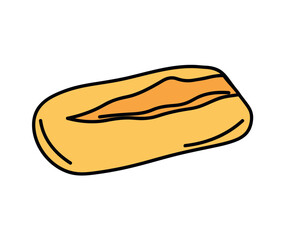 Baked good of food colorful set. The warm outlined illustration captures the essence of a delicious loaf of bread, perfect for your culinary adventures. Vector illustration.