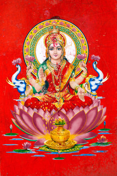 Lakshmi, one of the principal goddesses in Hinduism, the goddess of wealth, fortune, power, beauty and prosperity, Kathmandu, Nepal