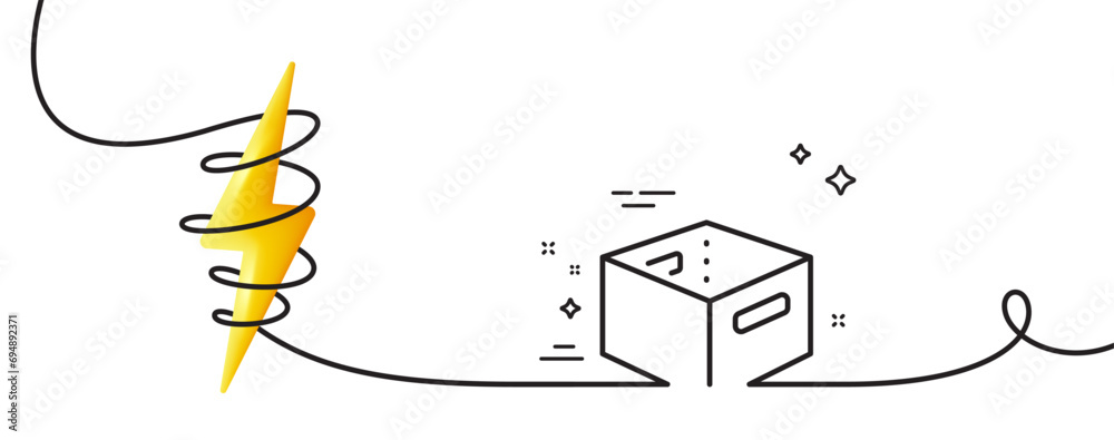 Poster office box line icon. continuous one line with curl. delivery parcel sign. cargo package symbol. off
