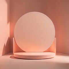 3d abstract scene geometry shape peach color podium for product display made with Generative AI