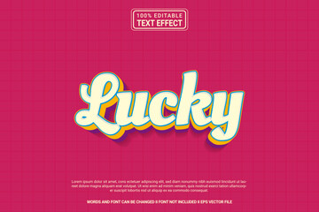 Editable text effect Lucky 3d cartoon template style modern premium vector