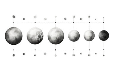 Cosmic Moon Phases Dance On Transparent Background - obrazy, fototapety, plakaty