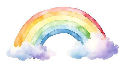 Foto op Canvas Cute watercolor rainbow illustration isolated on white background. Generative AI © PSCL RDL