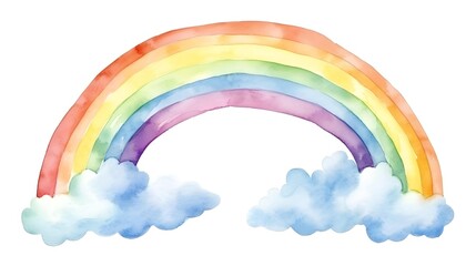 Cute watercolor rainbow illustration isolated on white background. Generative AI