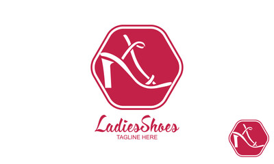 Luxury High Heel Women's Logo Design Template With Polygon. Ladies Shoes Logo For Fashion.