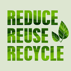 Reduce Reuse Recycle. Typographic banner. Vector illustration