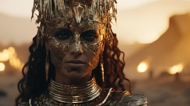 Ancient Egyptian Villain Character with golden suit and armor