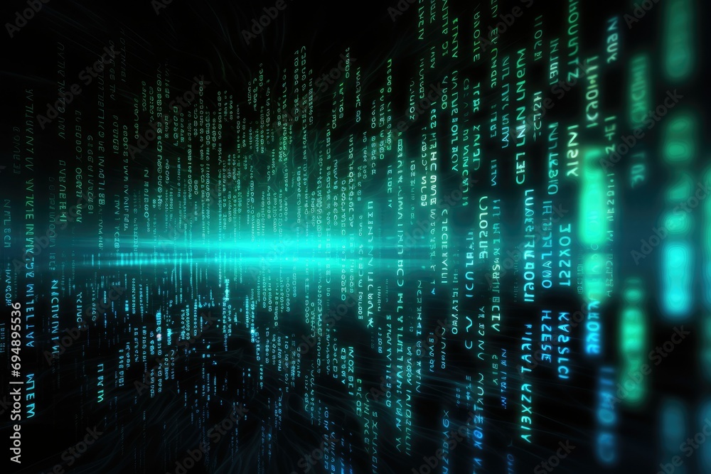 Fototapete Binary Realistic tech colorful background modern devices. Ai generated