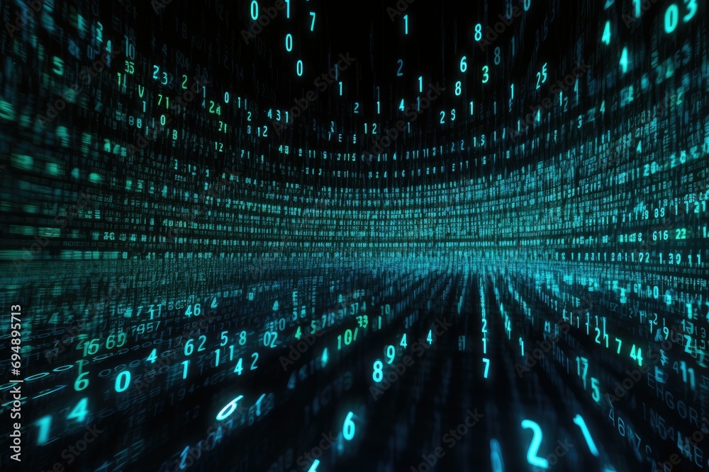 Fototapete binary realistic tech colorful background modern devices. ai generated