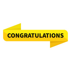 Congratulations In Yellow Rectangle Ribbon Shape For Announcement Information Business Marketing Social Media
