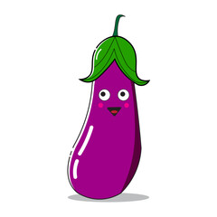 Simple purple eggplant shaped cartoon illustration. suitable for templates related to eggplant.