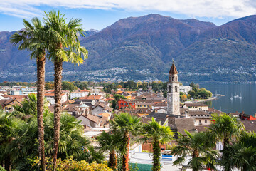 Ascona, Switzerland townscape on the shores of Lake Maggiore