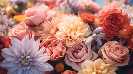 Obraz na płótnie Canvas autumn colors colorful flower bouquet flower shop design ideas close up