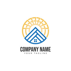 Sun house logo icon design vector