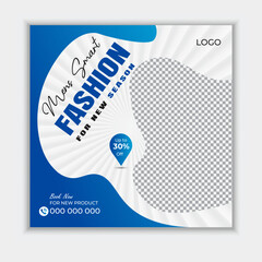 Fashion Season sale social media banner, Modern square banner template vector, Promotional social media banner.