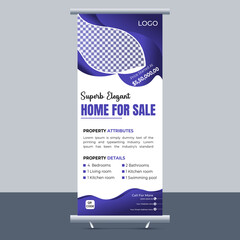  Home Roll up banner template, stand design, Pull up, display, advertisement, business flyer, poster, presentation, corporate, web banner layout, modern creative concept, city vector