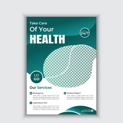 Healthcare cover a4 template design and flat icons for a report and medical brochure design, flyer, leaflets decoration for printing and presentation vector. for web banner ads.