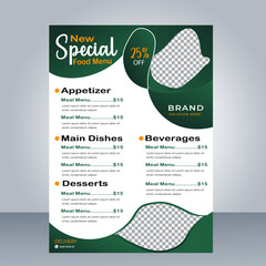 Fast Food Flyer Design Template cooking, cafe and restaurant menu, food ordering, junk food. Pizza, Burger, French fries and Soda. Vector illustration