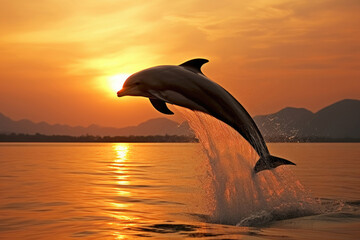 An Irrawaddy dolphin leaps from the warm waters of the Andaman Sea