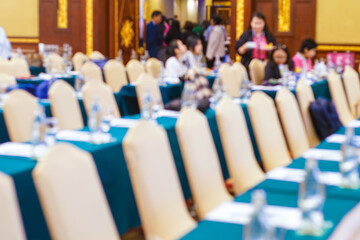 Drinkking water in wine glass on table of meeting room
