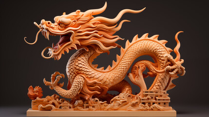 Fototapeta na wymiar wood dragon for chinese new year 2024 