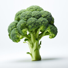 Broccoli 3D close up cutout minimal isolated on white background. Vivid grocery Illustration for kid, sale, package. Ultra realistic broccoli, icon, detailed. Grocery product advertising