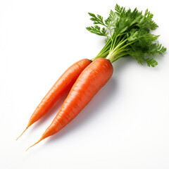 Carrot 3D close up cutout minimal isolated on white background. Vivid grocery Illustration for kid, sale, package. Ultra realistic carrot, icon, detailed. Product advertising